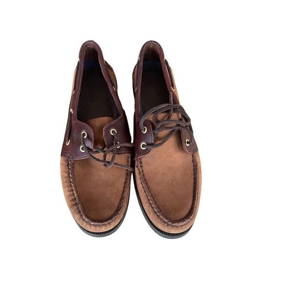Sperry Mens Brown 2 Eye Rawhide Laces Leather Top Sider Boat Shoes Size 12M